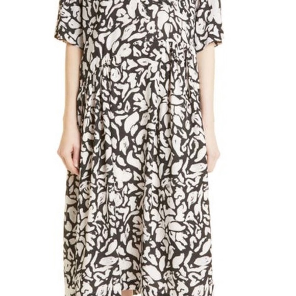 Stine Goya | Hunter Dress | Midi Medium Abstract Lined Art To Wear Black $350 - Picture 2 of 16